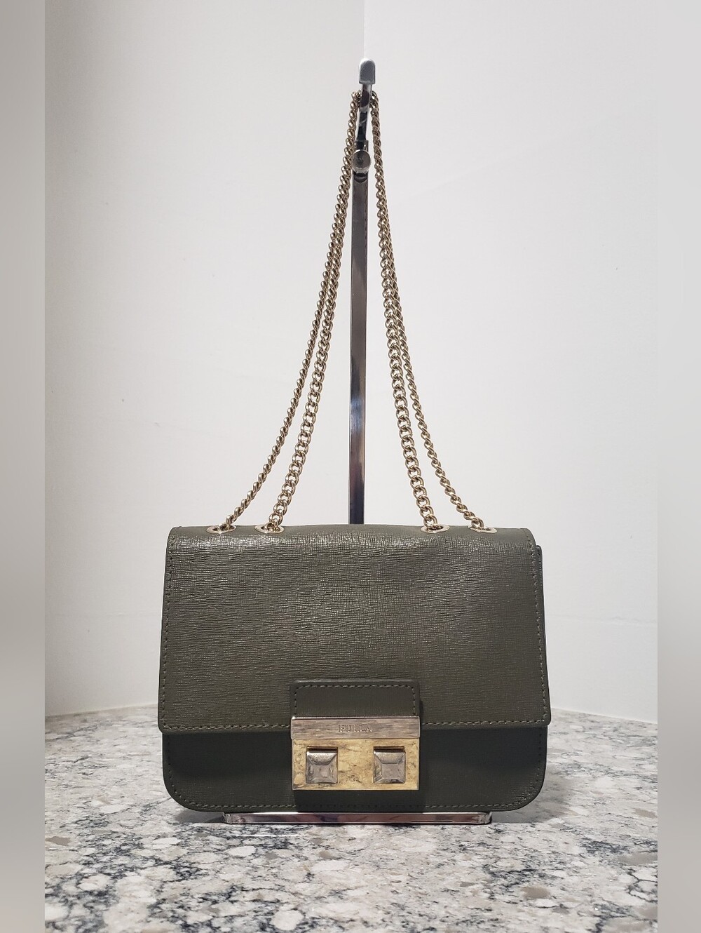 Furla Bella Mini Olive Green Crossbody Bag